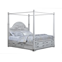 Queen Canopy Bed With 3-Sided Storage