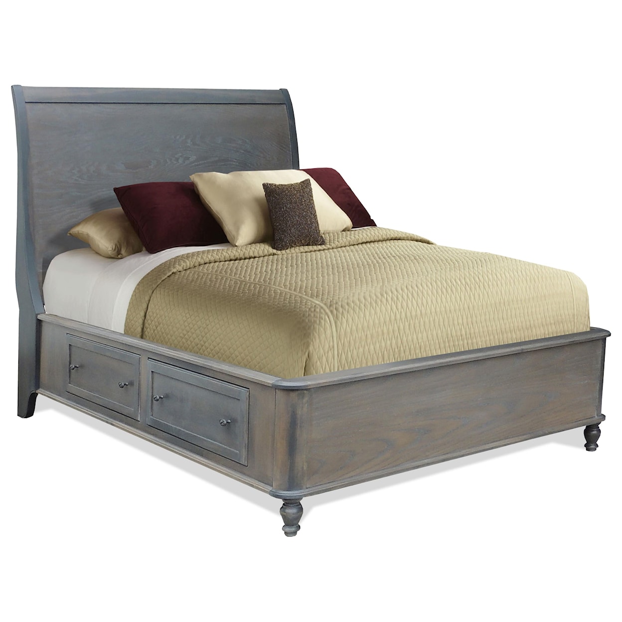 Wayside Custom Furniture Tribecca Queen Sleigh Bed With Side Storage