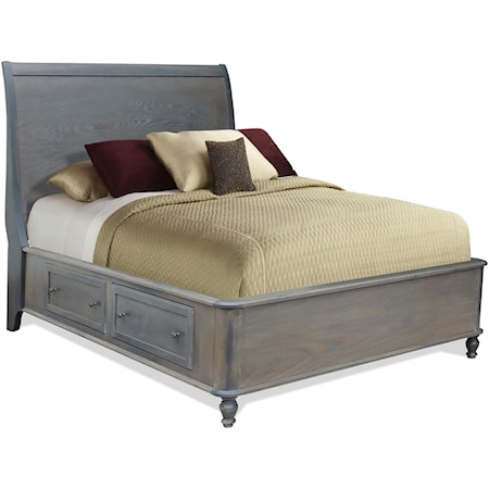 Queen Sleigh Bed With Side Storage