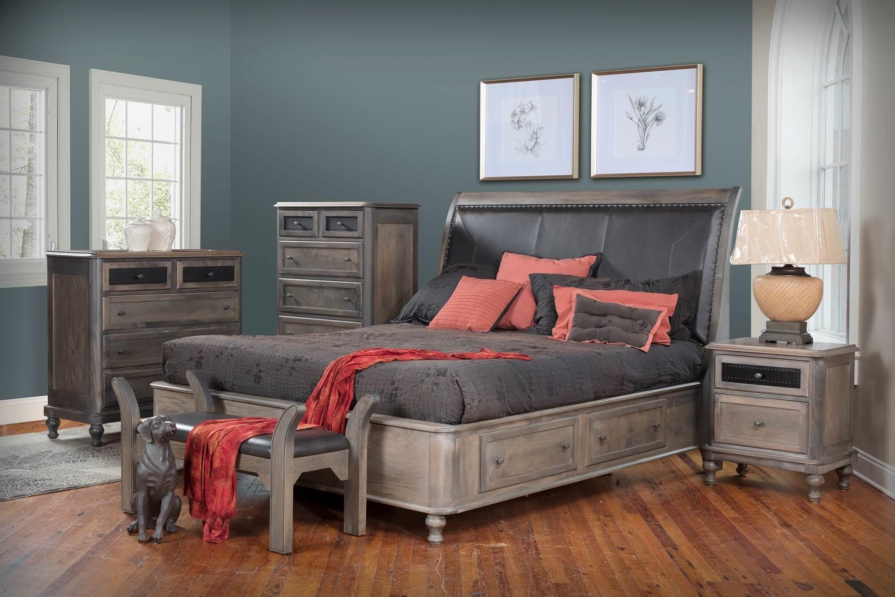 King Sleigh Bed with Side Storage