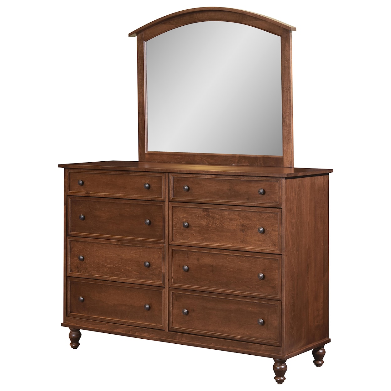Wayside Custom Furniture Newport 8 Drawer Mule Dresser & Mirror