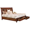 Wayside Custom Furniture Newport King Sleigh Bed with Footboard Storage