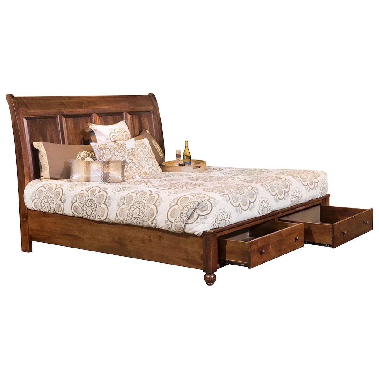 Wayside Custom Furniture Newport King Sleigh Bed with Footboard Storage