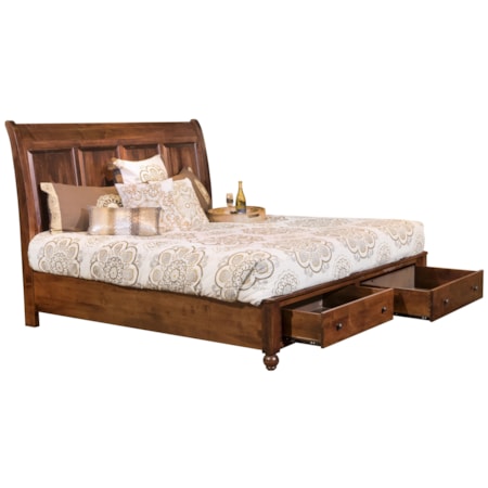 King Sleigh Bed with Footboard Storage