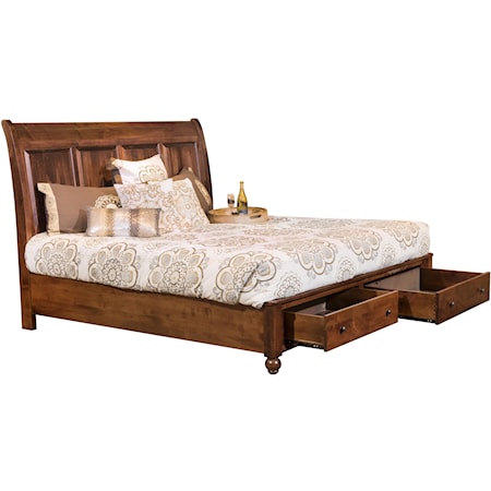 Queen Sleigh Bed with Footboard Storage