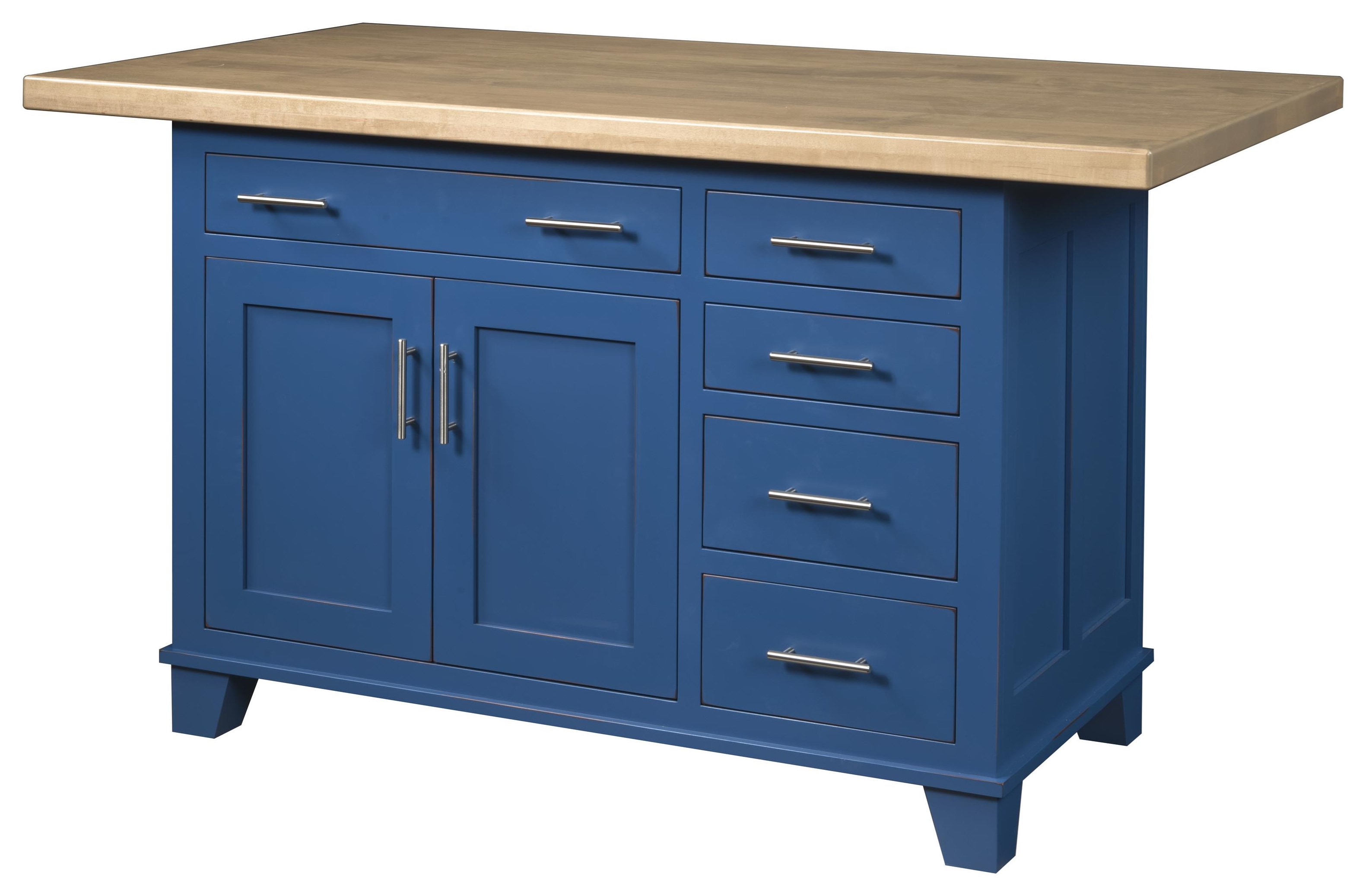 Kitchen Island, 2 Door, 5 Drawer