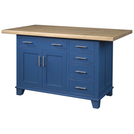 Kitchen Island, 2 Door, 5 Drawer