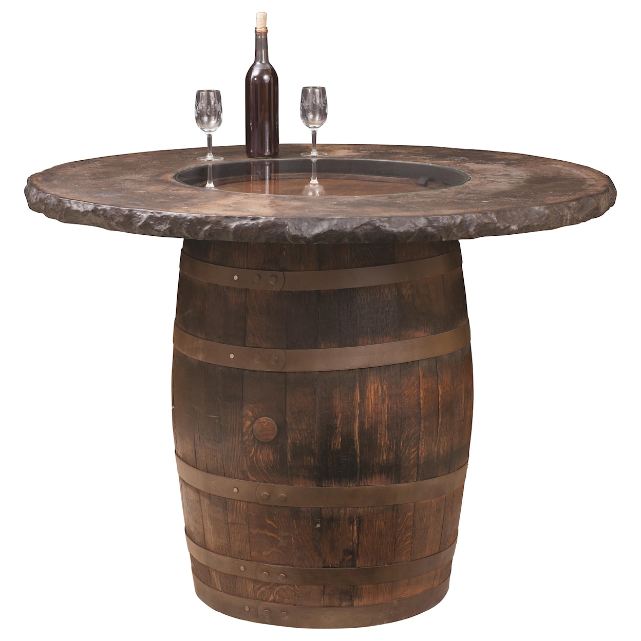 Wayside Custom Furniture Rustic Barrel Design Counter Height Pub Table