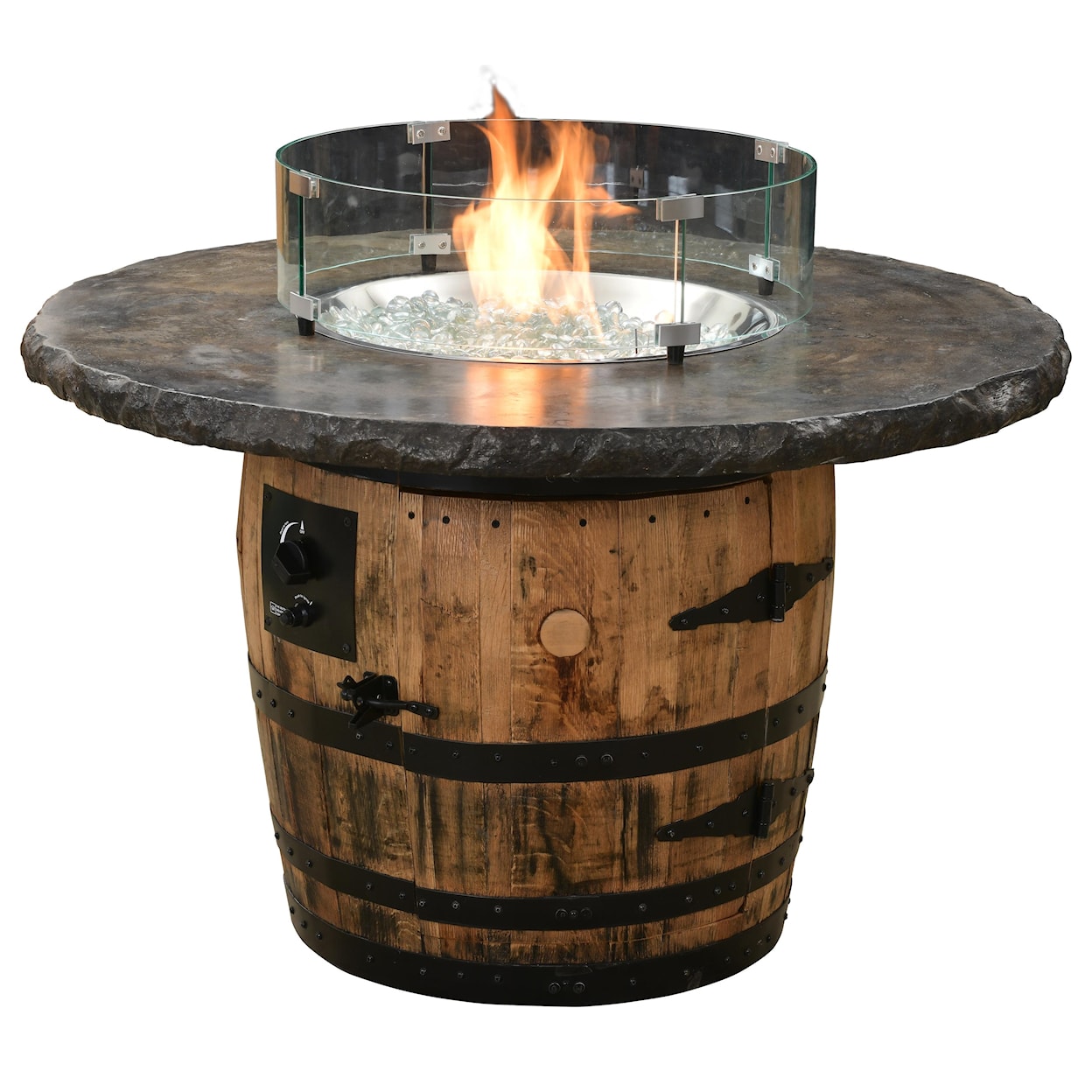 Wayside Custom Furniture Rustic Barrel Design Fire Pit Barrel Table