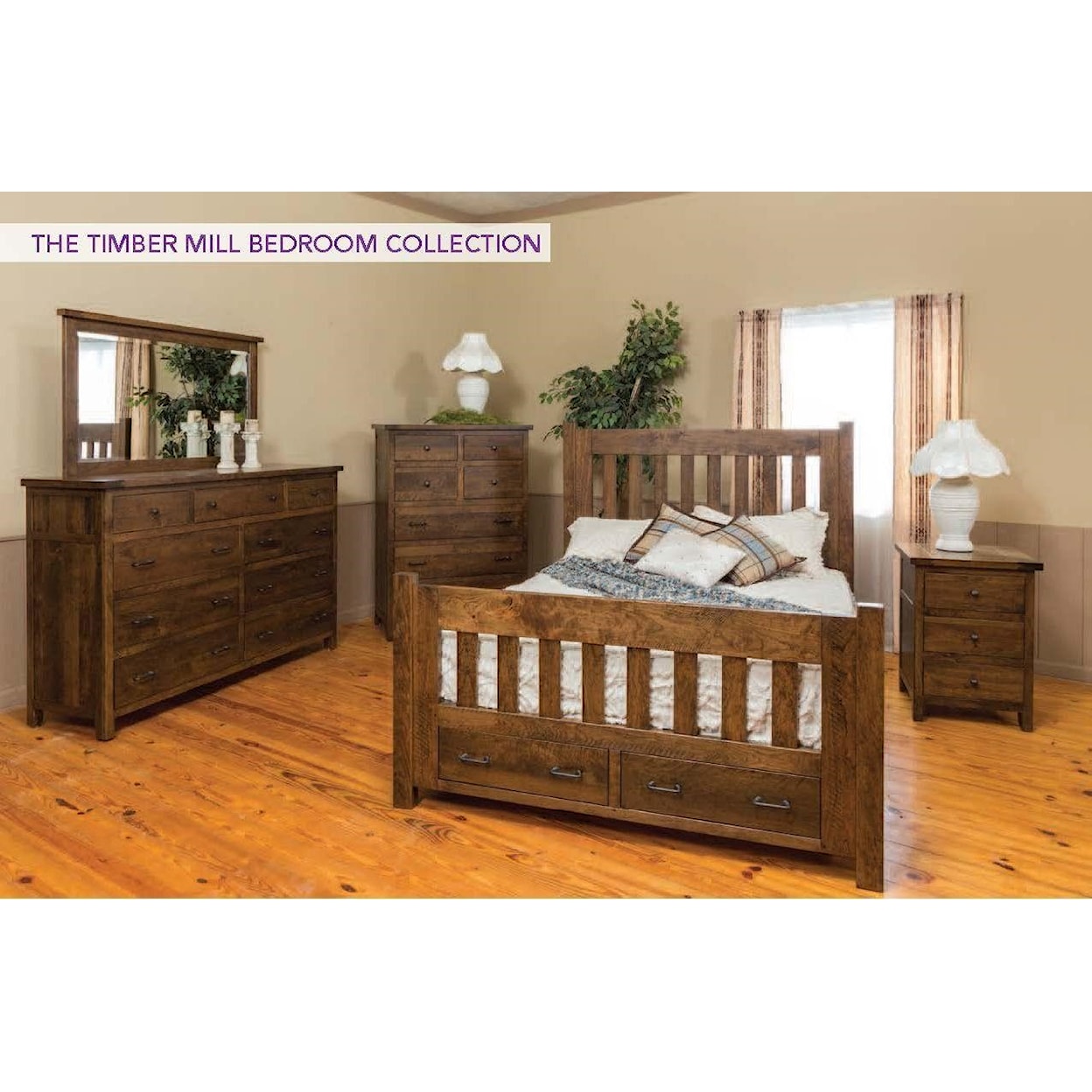 Wayside Custom Furniture Timber Mill 4pc Queen Bedroom Group 1