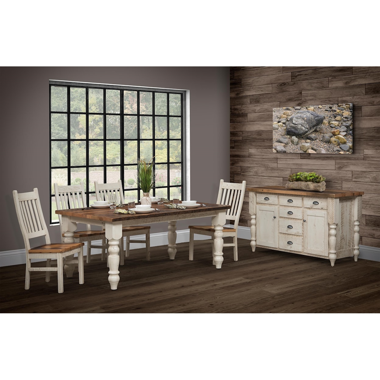 Urban Barnwood Furniture Farmhouse 6pc Dining Room Group