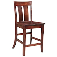 Customizable 24" Stationary Solid Wood Counter Stool