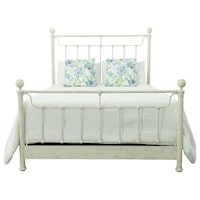 Queen Tucker Complete Bed with Metal Profile Side Rails finished in Rustic Ivory