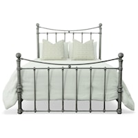 Queen Complete Bed with Metal Profile Side Rails finished in Silver Bisque