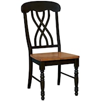 Two-Toned Dining Side Chair with Curved Lattice Back