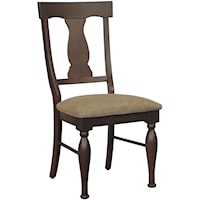 Dining Side Chair with Upholstered Seat, Splat Back and Turned Legs