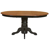 Two-Toned Oval Dining Table with Turned Pedestal Base