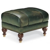 Ottoman with Turned Legs and Brass Ferrules