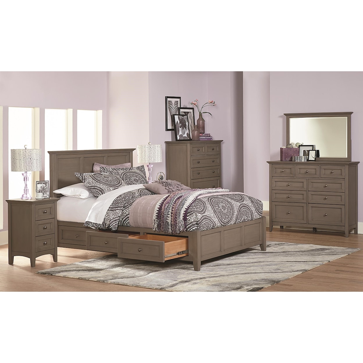 Whittier Wood   Queen Bedroom Group with Petite Headboard