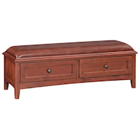 2 Drawer Bench with Leather Top