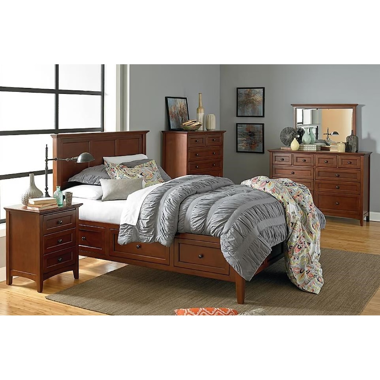 Whittier Wood McKenzie Glazed Cherry Queen Bedroom Set