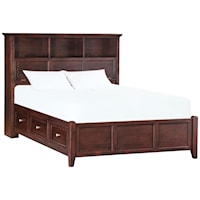 California King Bookcase Storage Bed with 6 Side Storage Drawers