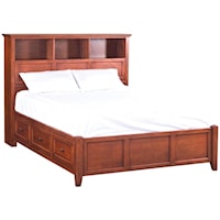 California King Bookcase Storage Bed with 6 Side Storage Drawers