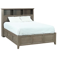 Queen Bookcase Storage Bed with 6 Side Storage Drawers
