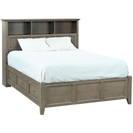 King Bookcase Storage Bed with 6 Side Storage Drawers