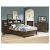 Whittier Wood    Queen Pedestal Bed Bookcase Headboard Piers