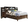 Whittier Wood    King Pedestal Bed with Bookcase Headboard an