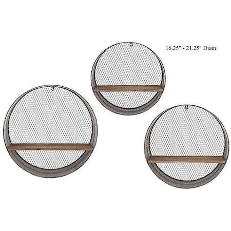 Set of 3 Round Wall Shelves - 16.25" to 21.2