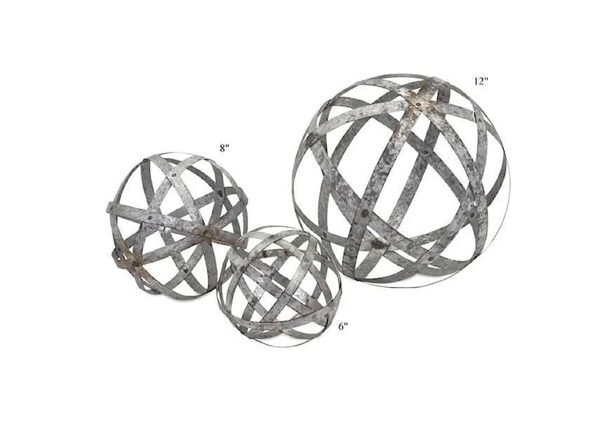 Accents Galvanized Spheres - Set of 3 - 6"/8"/12" by Will's Company at H & F Home Furnishings