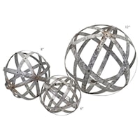Galvanized Spheres - Set of 3 - 6"/8"/12"