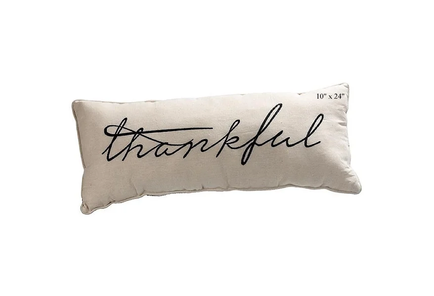 Accents Thankful Pillow - 10"x 24" by Will's Company at H & F Home Furnishings