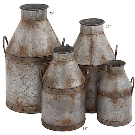 Galvanized Metal Cans Set of 4 - 14"-25"