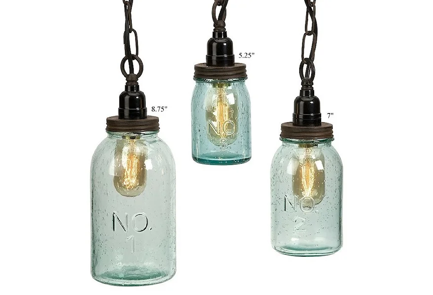 Accents Set of 3 Jar Pendant Ceiling Lights by Will's Company at H & F Home Furnishings