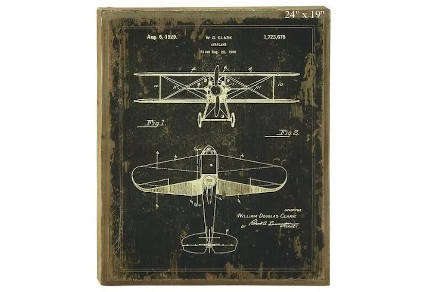Accents Plane Blueprint Wall Art - 19" by Will's Company at H & F Home Furnishings