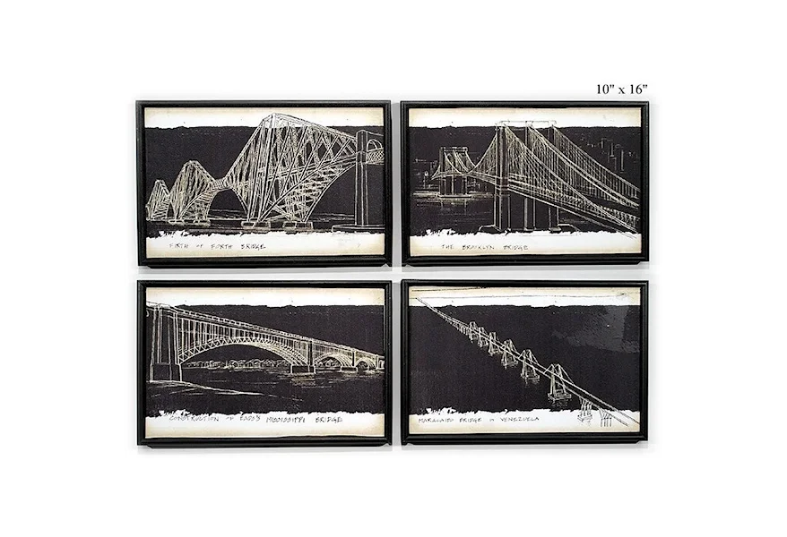 Accents Bridge Sketch Wall Art - 10" x 16", Set of 4 by Will's Company at H & F Home Furnishings