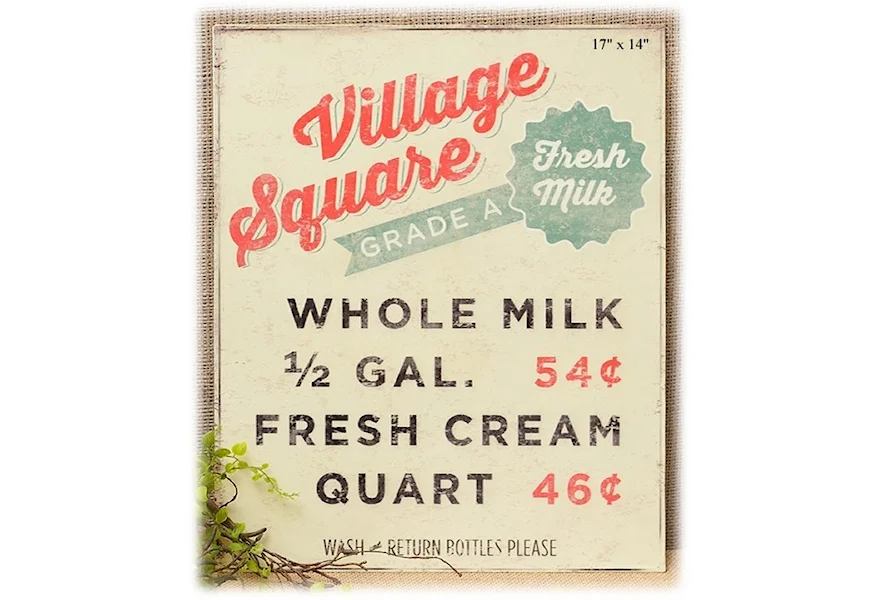 Accents Village Square Milk Wall Sign - 17" by Will's Company at H & F Home Furnishings