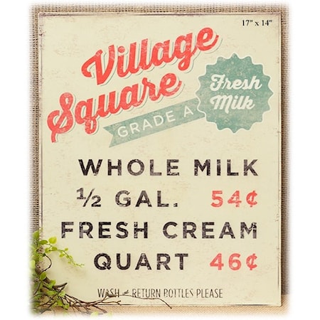 Village Square Milk Wall Sign - 17"