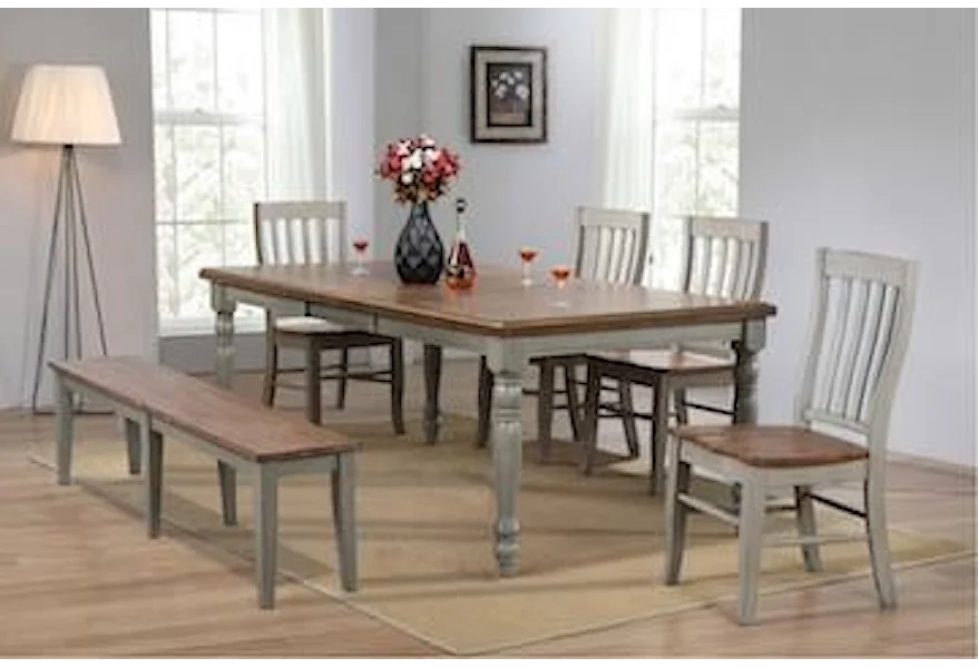 Barnwell Table & 4 Chairs with Bench by Winners Only at Reeds Furniture