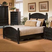 Transitional Panel King Bed with Bun Feet