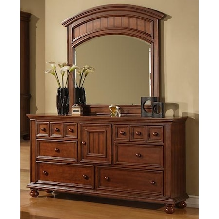 Six Drawer Dresser and Mirror Combo