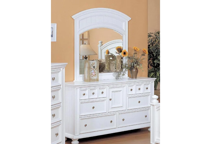 Cape Cod  Six Drawer Dresser and Mirror Combo by Winners Only at Reeds Furniture