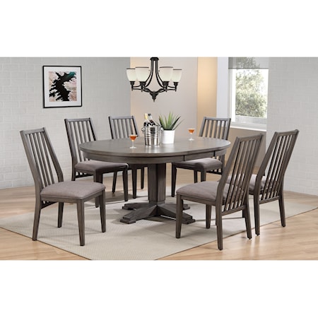 7 Piece Pedestal Table and Chair Set