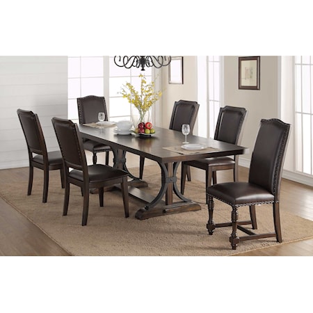 Transitional 7 Piece Table and Chair Set