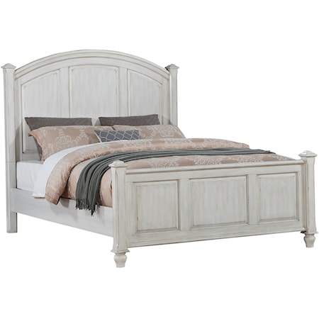 Rustic California King Panel Bed with Bun Feet and Distressed Finish