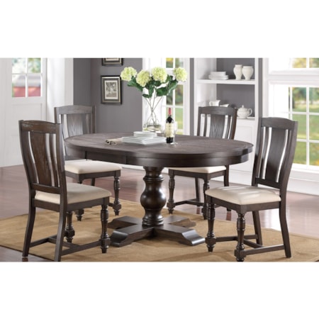 66" PEDESTAL TABLE W/18" LEAF