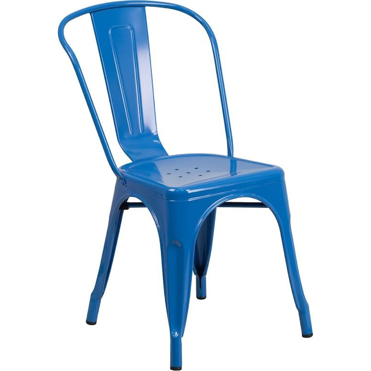 Winslow Home Metal Indoor-Outdoor Chairs Blue Metal Indoor-Outdoor Stackable Chair